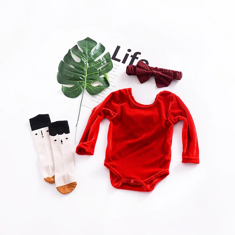 Детские комбинезоны с бантом для девочек цельнокроеные Бархатные костюмы