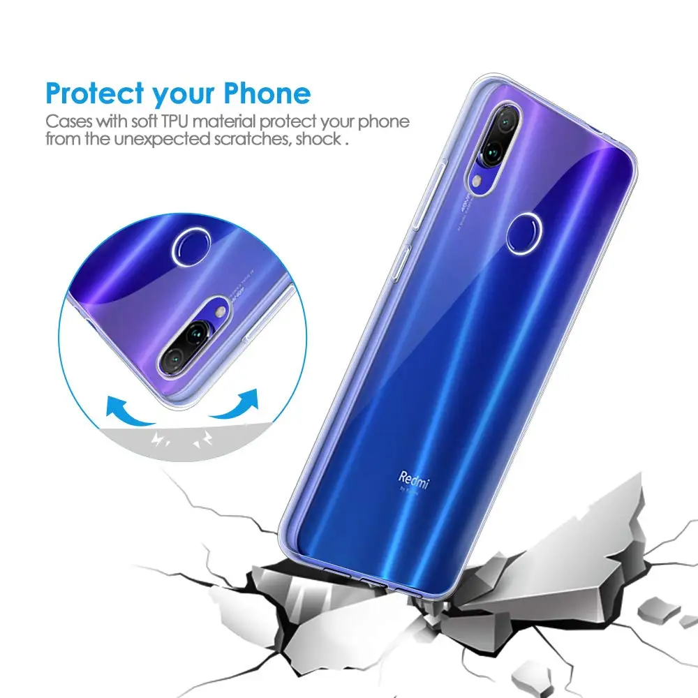 Чехол Xiaomi Redmi 7 6 26 дюймов ультра тонкий прозрачный силиконовый мягкий ТПУ чехол Note защитная задняя
