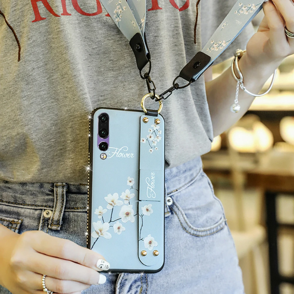 Чехол для Huawei Honor 8X силиконовый мягкий чехол-подставка с цветочным ремешком Mate 20