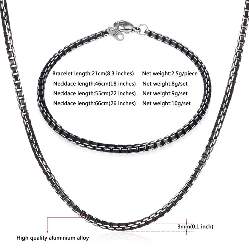 Мужской ювелирный комплект из цепочки и браслета нержавеющей стали|jewelry trays and
