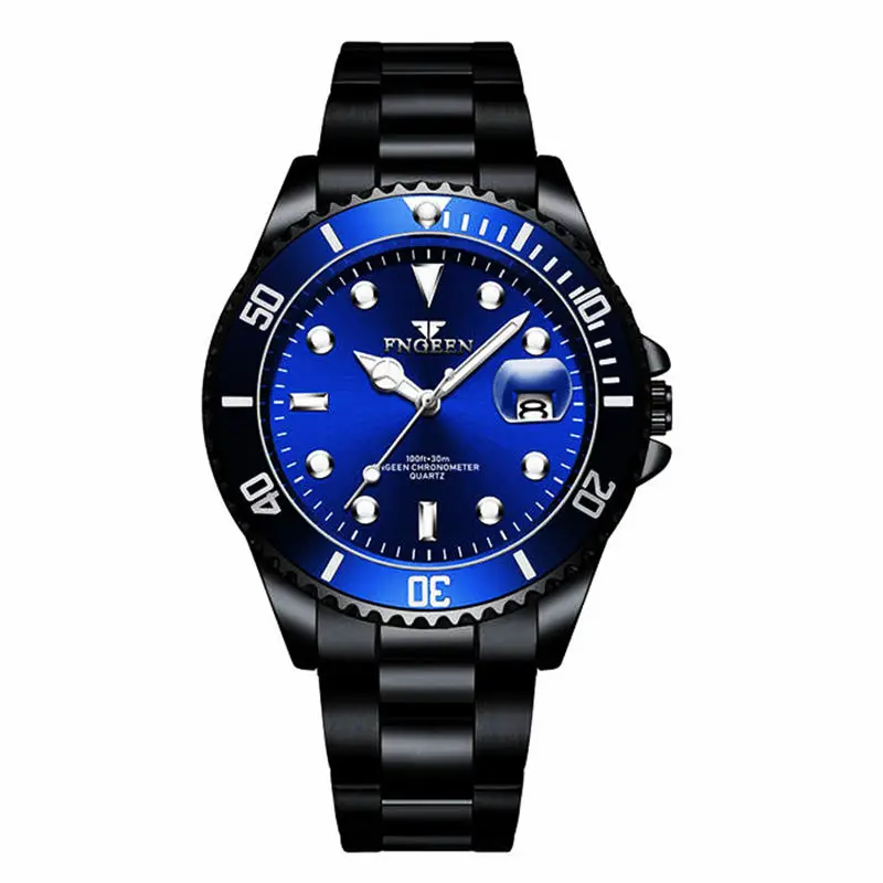 black blue FNGEEN Для мужчин s часы лучший бренд класса люкс Водонепроницаемый наручные часы хорошего Дата простые Повседневное, кварцевые наручные часы для женщин, Для мужчин спортивные часы - Цвет: black blue