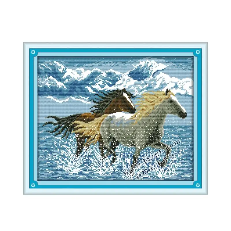 Joy Sunday вышивка крестиком наборы животные лошади DMC 11CT 14CT Роза троянская Печать