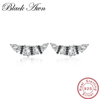black awn punk 925 sterling silver jewelry engagement stud earrings for women female banana boat boucles doreilles i014