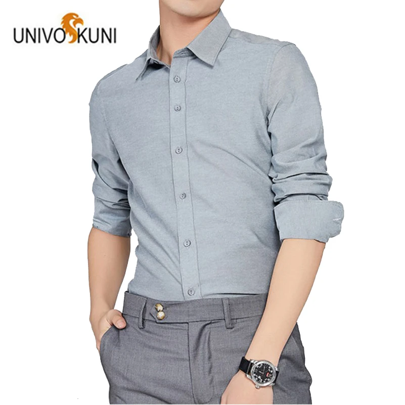 UNIVOS KUNI новая мода длинный рукав тонкая Бесплатная деловая одежда Mannen рубашки
