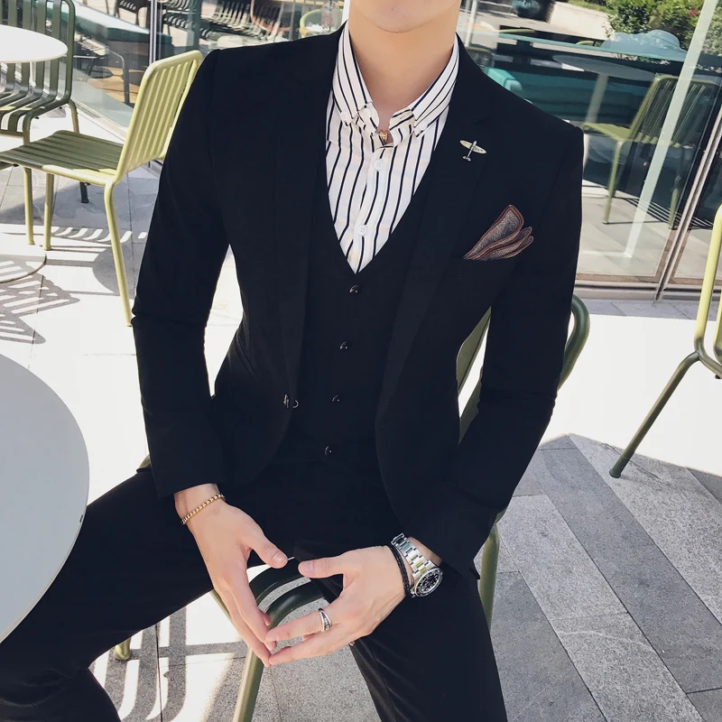 new Suits Han edition cultivate morality suit men's suits white-collar work clothes dress the stylist three-piece SJT57 - P300