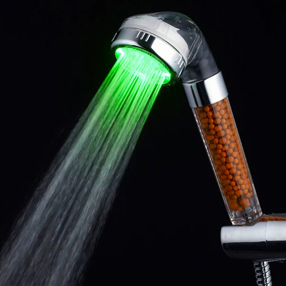 

Shower Head Led Temperature Shower Spray Heads RGB 7 Colorful LED Light Water Bath Bathroom Filtration Shower #41#40