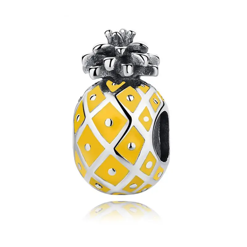 Pineapple 2 Аутентичные бусины из стерлингового серебра 925 Шарм путешествия сцены лодка Кулон самолет Бусины Fit Pandora Браслеты и браслеты DIY ювелирные изделия - Цвет: Pineapple 2