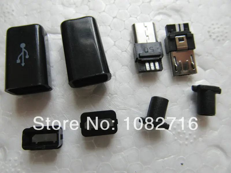 20 наборов/шт. черные DIY прямые USB b микро штекерные 5 контактные разъемы питания с