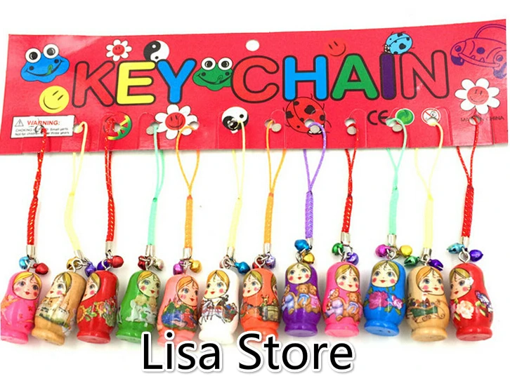12 шт./компл. Матрешка Русская деревянная кукла подвеска для сотового