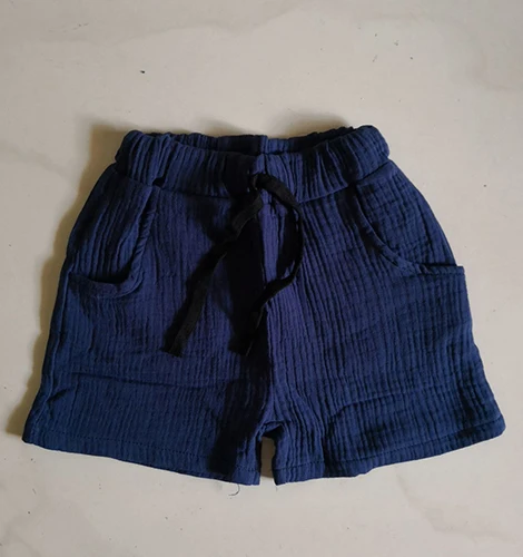 mianmadarkblue Шорты для девочек Однотонные детские брюки детские штаны для маленьких мальчиков; летние пляжные шорты размеры 90-130; мягкая льняная ткань - Цвет: mianmadarkblue