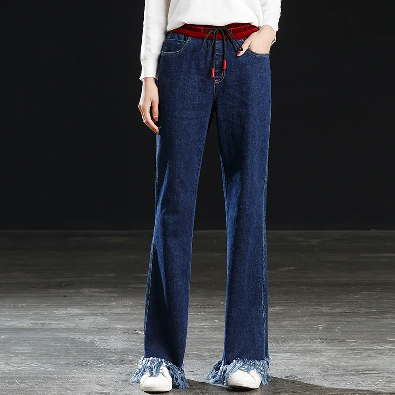 Женские джинсы Micro-la весенние брюки с высокой талией большие размеры свободные