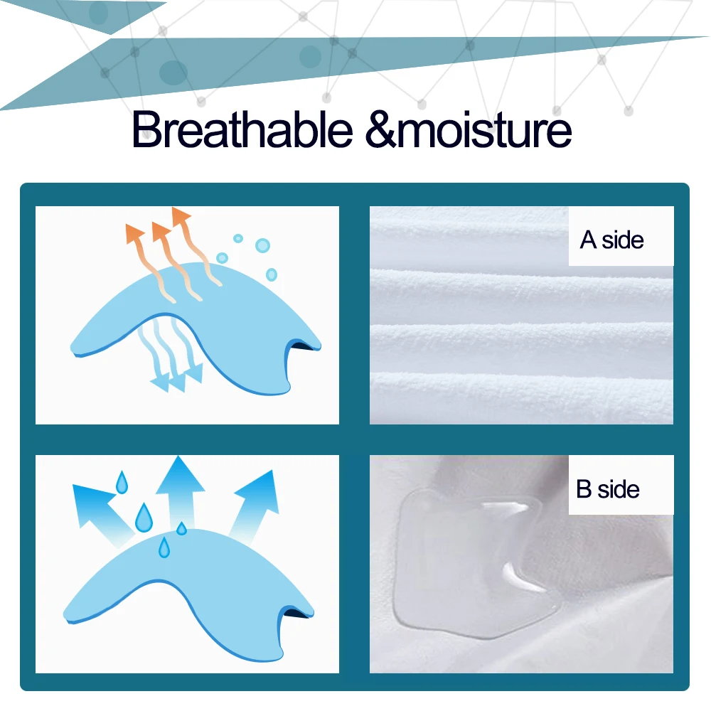 Россия Размеры 180X200cm махровые Водонепроницаемый Матрас протектор Чехлы для