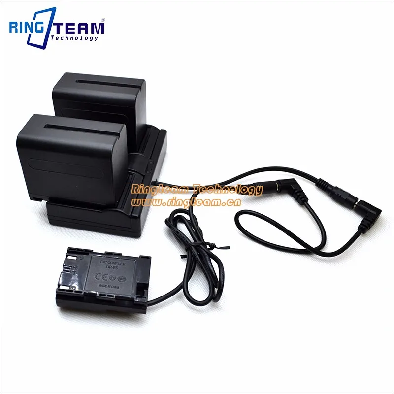 Двухканальный адаптер питания F970 + Переходник постоянного тока LPE6 DRE6 DR E6 для