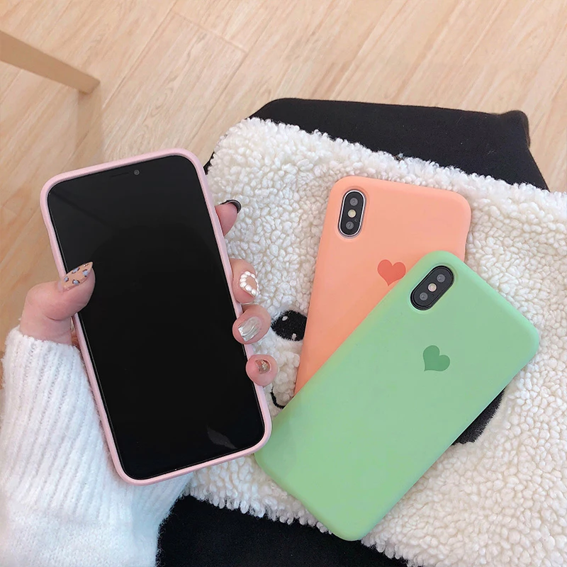 GlamPhoneCase простой однотонный чехол для телефона с сердечками iPhone X XS Max XR мягкий
