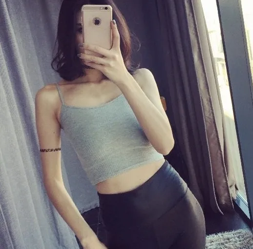 Майка женская эластичная без рукавов пикантный бюстгальтер-Бралетт кроп-топ в