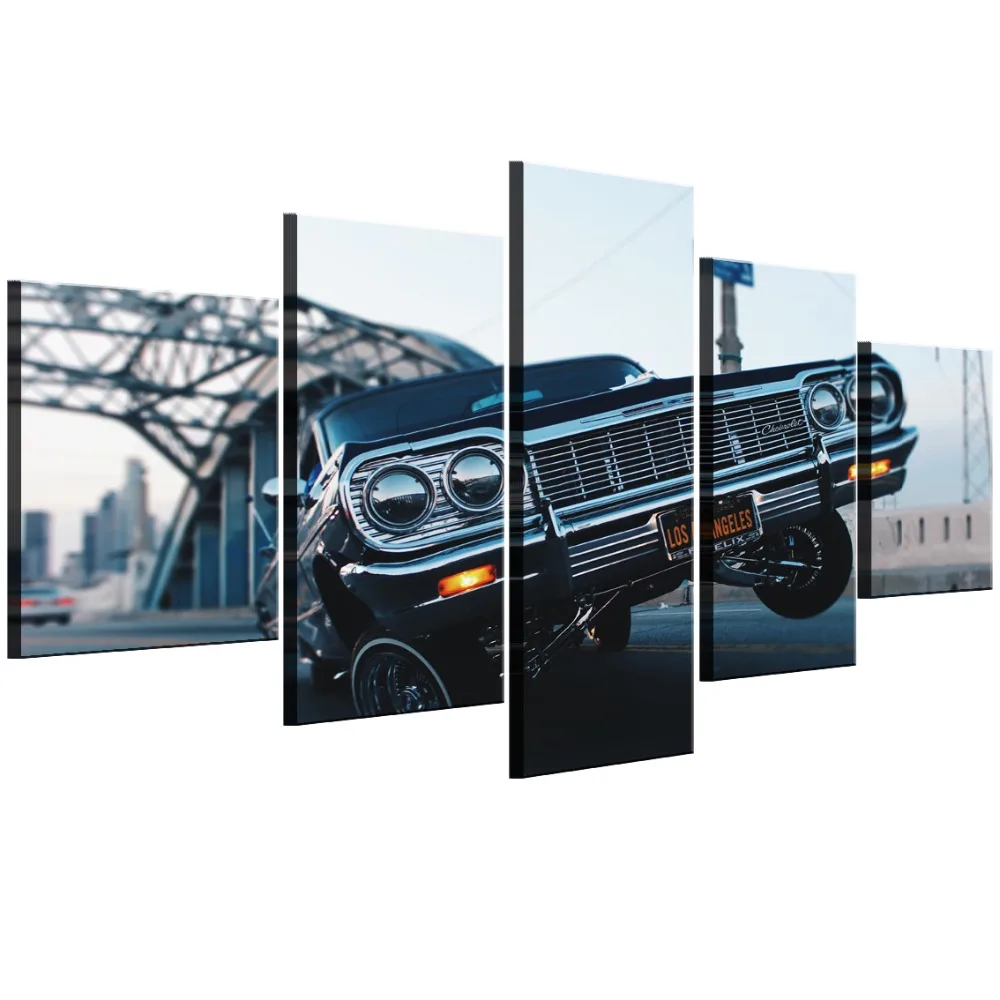 HD печать 5 панелей Lowrider хоп автомобиль картина Куадрос декор картины на холсте