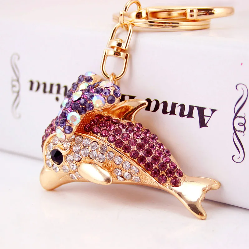 Лаки дельфин Кристалл Новый животных модный брелок кошелек сумка Пряжка Сумочка