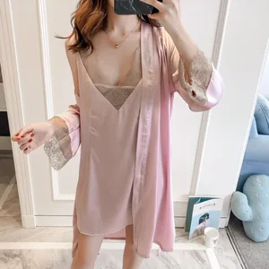 Женский кружевной пижамный комплект Lisacmvpnel, на бретелях-спагетти, с V-образным вырезом, на весну, костюм с кардиганом