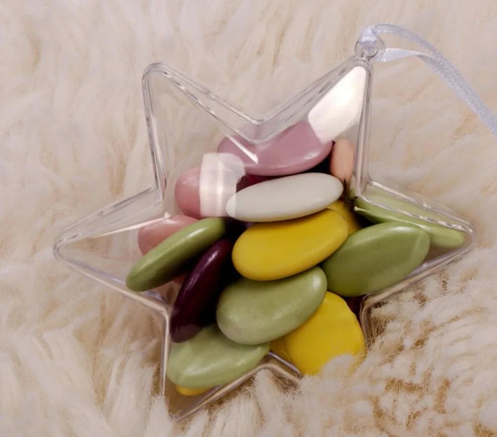 

12pcs Plastic Transparent Six-pointed Stars Chocolate Candy Box Boxes For Wedding Party Baby Shower Holiday Favor Gift