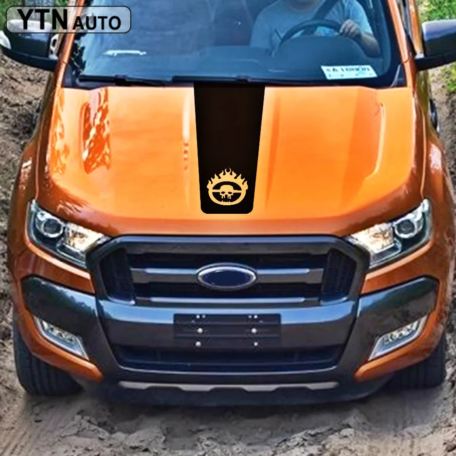 Автомобильные наклейки 1 шт огненный череп Стайлинг капот градиент полоса