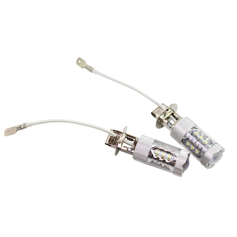 Cawanerl 1 пара H3 80 Вт светодиодный ная лампа 1800 лм 16 SMD 6000K белая автомобисветильник
