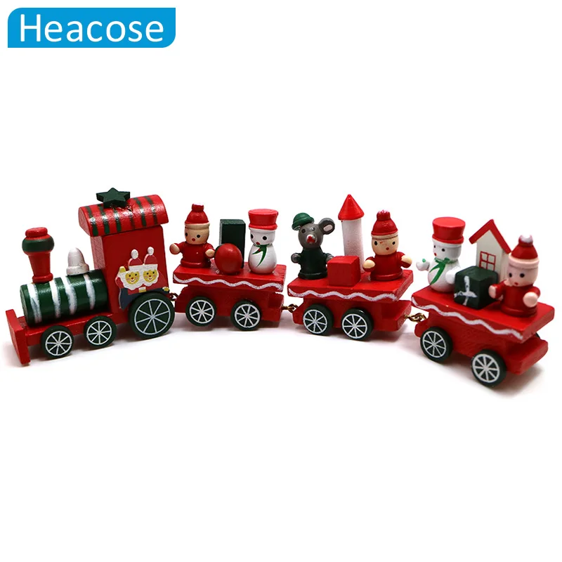 Рождественский поезд расписной деревянный Декор для дома с Сантой/медведем