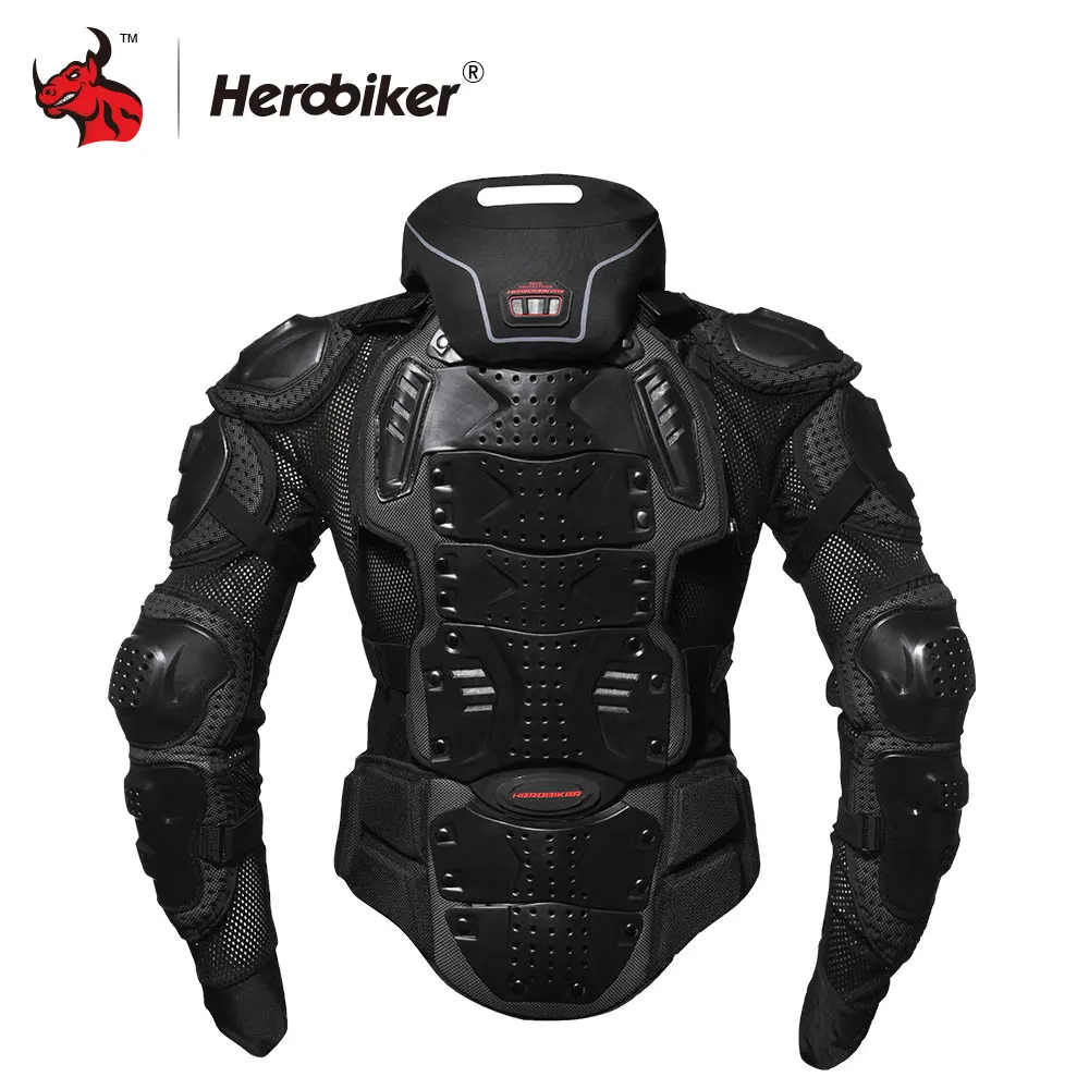 HEROBIKER мотоциклетная куртка защитная Экипировка для мотогонок+ Экипировка s Короткие штаны+ защита от колена+ мото перчатки - Цвет: Have Neck jacket