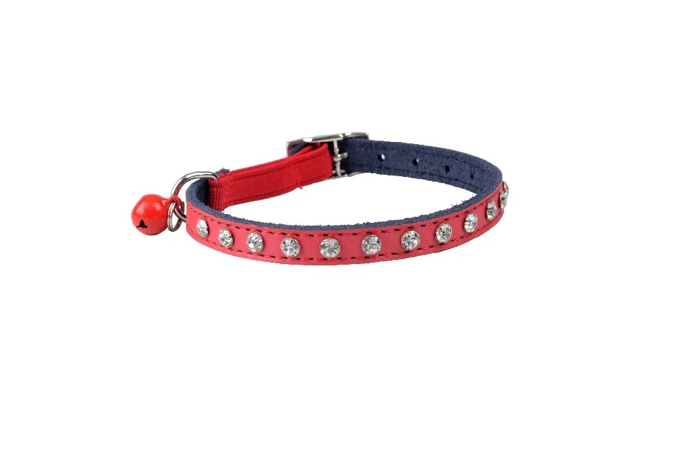 12 шт./лот воротник из натуральной кожи со стразами и котом с эластичным ремнем