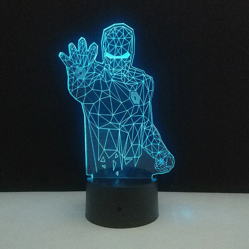 Человек-паук железная модель человека 3D иллюзия светодиодный ночник светящийся в темноте Мстители фигурка супергероя игрушки светятся 7 цветов