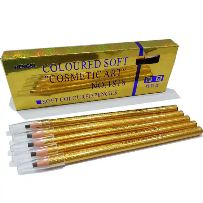 

1 Pack 12pcs Waterproof Cosmetic Eyebrow Pencil Dark Coffee Brown Gray Black Colored Soft DIY Makeup Kits Set Free Shipping