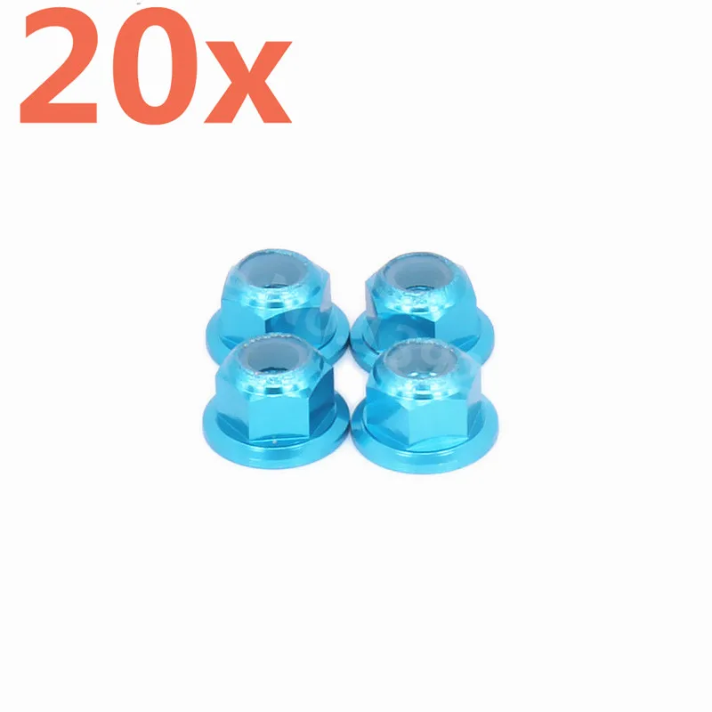 20 Pieces RC Cars Upgrade Aluminum Alloy Wheel Lock Nut M4 4MM 1747 For Rc Hobby Car 1/16 Scale Models Traxxas Slash | Игрушки и хобби