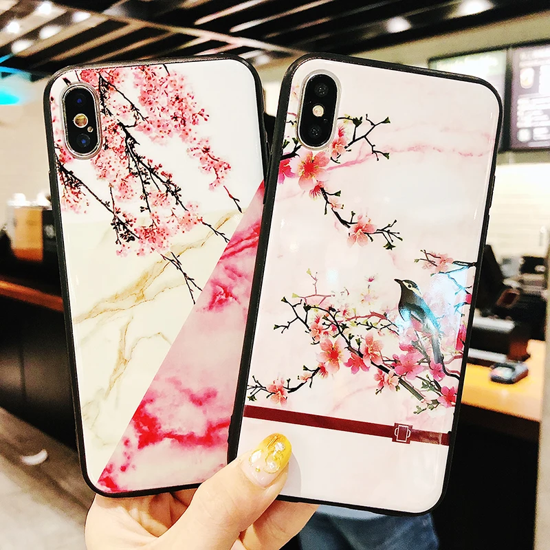 Роспись Мрамор розы чехол для телефона Apple iPhone X 8 7 6s 6 Plus Сияющий Глянцевая задняя