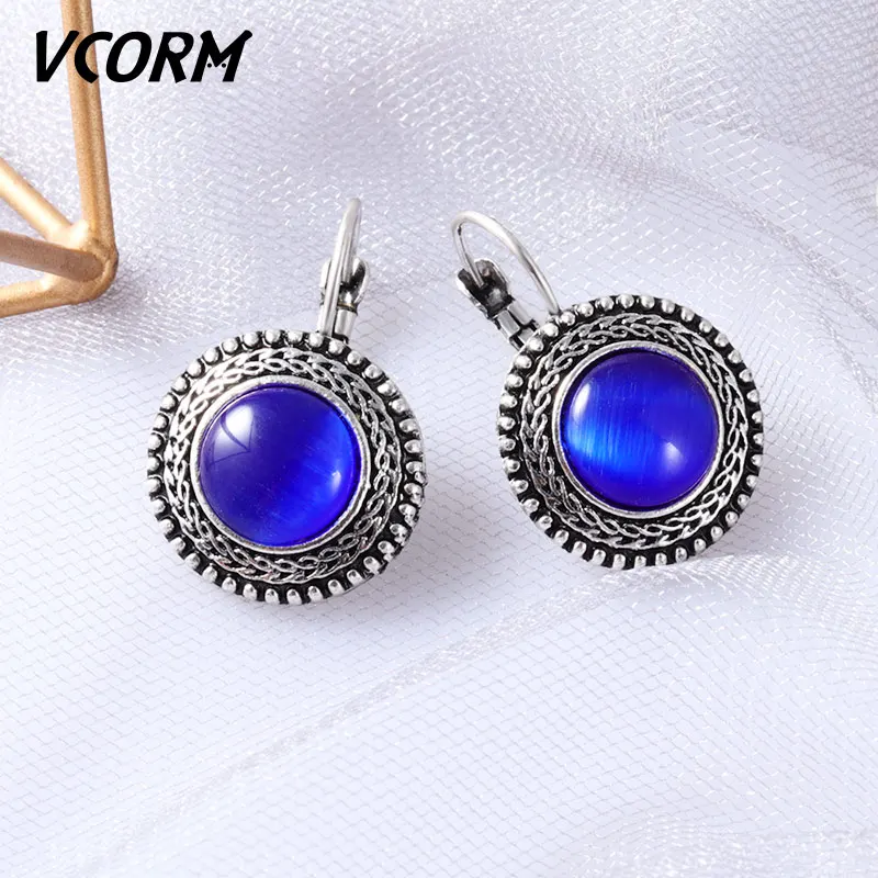 Blue VCORM новые корейские модные длинные висячие серьги с кристаллами для женщин массивные классические геометрические висячие серьги хорошее ювелирное изделие подарок - Окраска металла: Blue