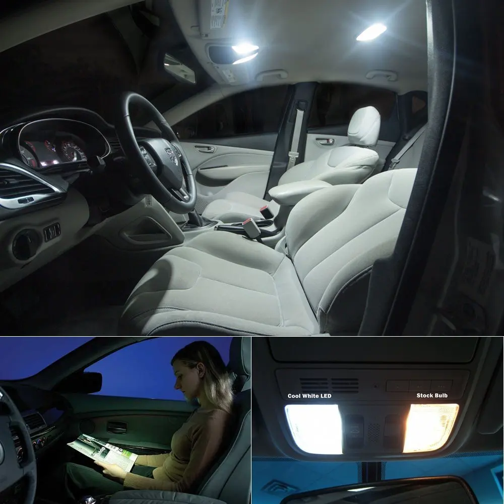 

For Hyundai ACCENT Sonata Car Led Interior Light Replacement Bulbs Dome Map Lamp Light Bright White T10 BA9S 31mm 36mm 9PCS