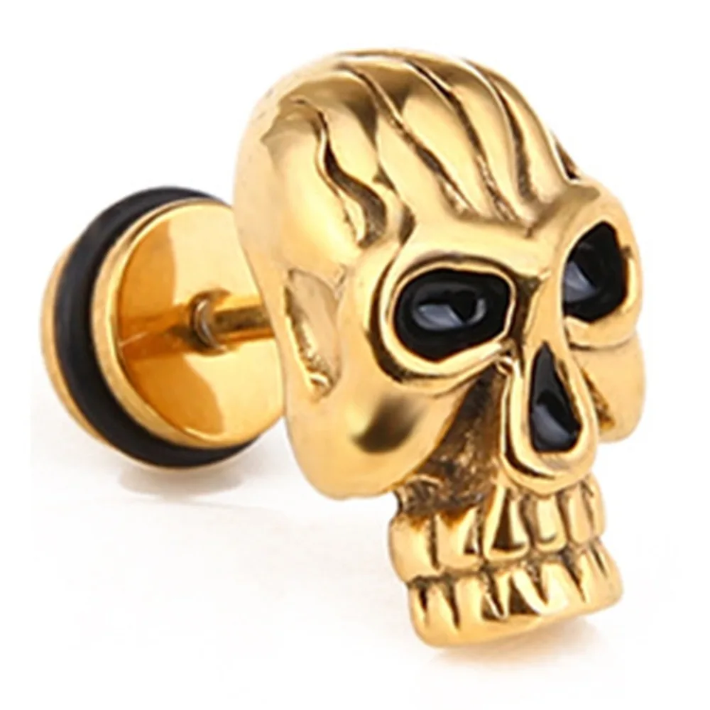 

1PC Titanium Steel Skull Fake Ear Plugs Cheater Expanders Piercings Hip Hop Skeleton Ear Studs Body Jewelry not pairs