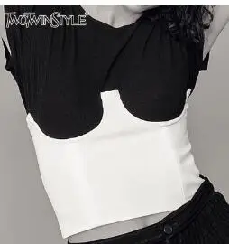white TWOTWINSTYLE, летние топы, женские,, черные, женские, для улицы, жилет, сексуальные, корсеты - Цвет: white