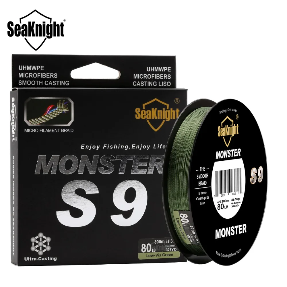 Леска рыболовная плетеная SeaKnight Monster S9 9 нитей 30 фунтов 40 50 80 300 фунтов|Рыболовные