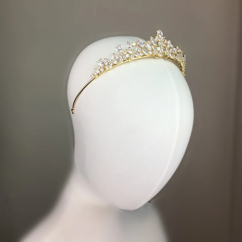 Золотая полностью кубическая циркониевая Корона из циркония CZ Diadema Coroa De Novia Свадебные аксессуары для волос ювелирные изделия Bijoux chevex WIGO1028