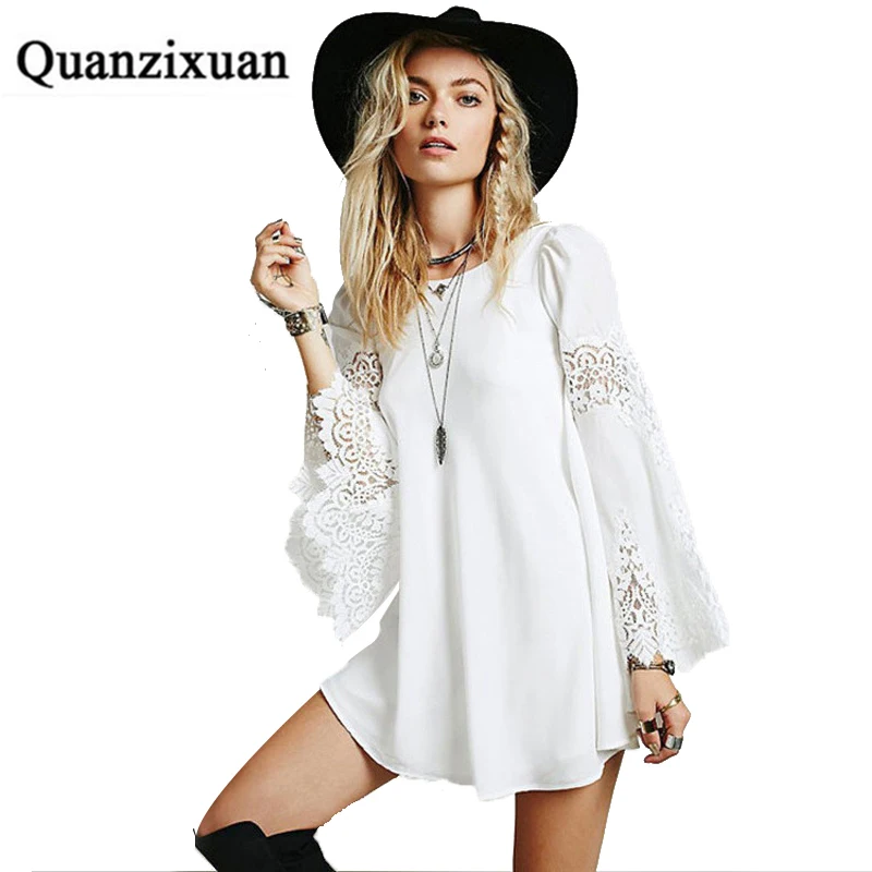 Женское платье шифон Летние платья больших размеров с длинным рукавом Сарафан