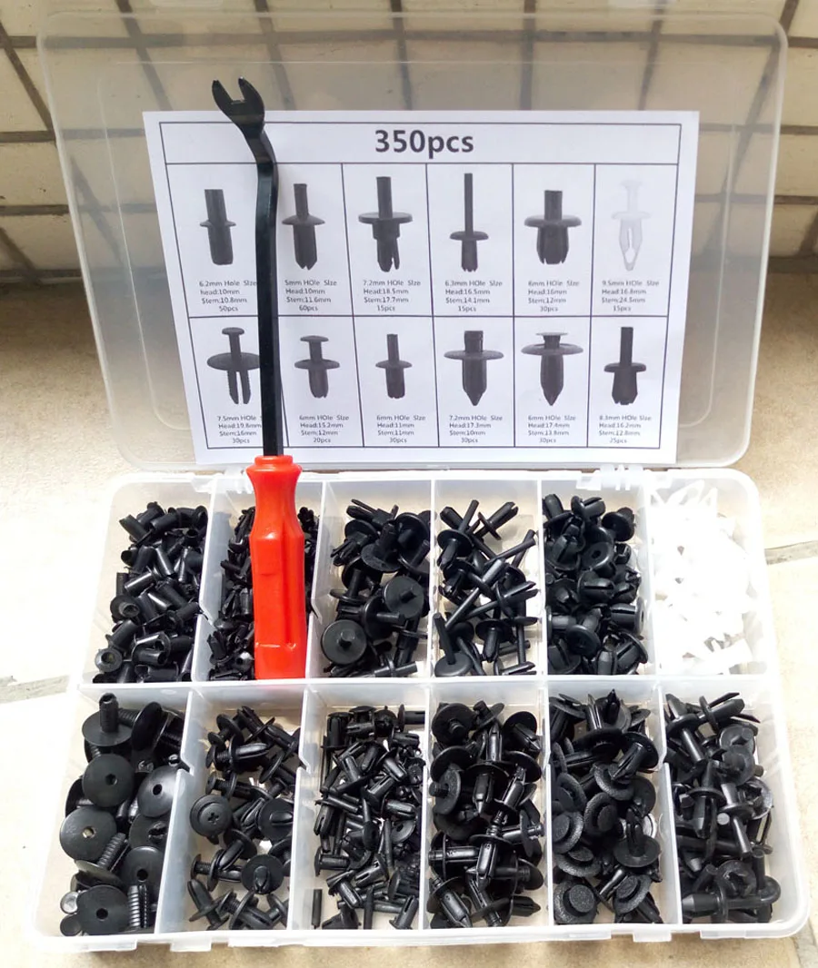 350 шт. автомобильный корпус пластиковый штифт заклепки отделка крепежных деталей