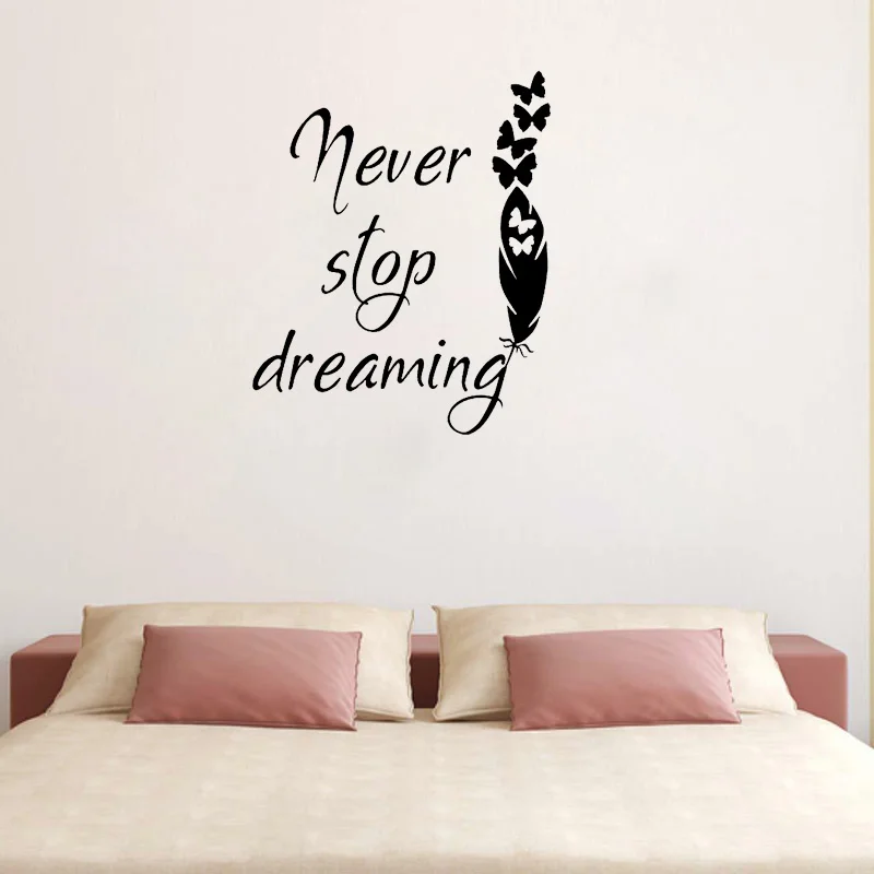 YOJA, 57,5 см* 70 см, для гостиной, цитата, "Never Stop Dreaming", ПВХ, домашний декор, настенная наклейка, W1-138
