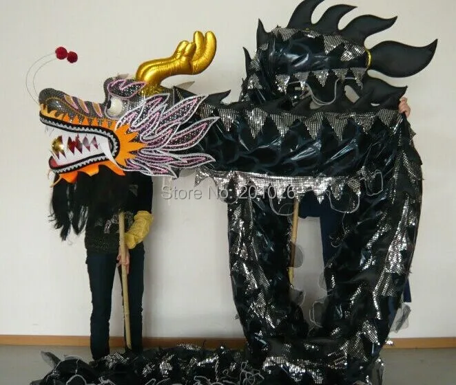 

10m Length Size 3 black on body yellow Chinese DRAGON DANCE ORIGINAL Dragon Chinese Folk Festival Celebration Costume