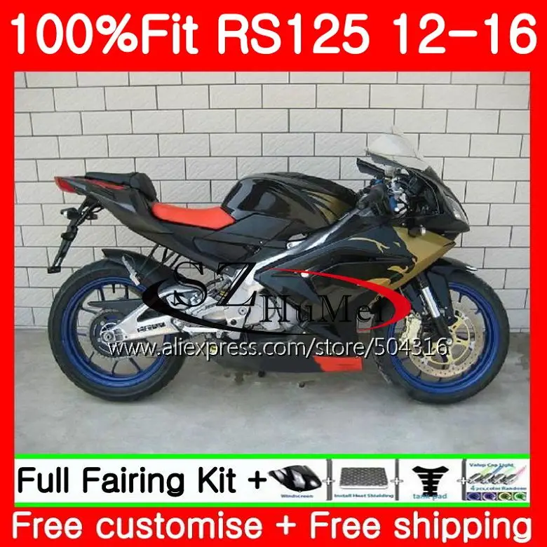 

Injection For Aprilia RS4 RSV125 RS-125 RS125RR 81SH4 RS125 12 13 Golden black 14 15 16 RSV RS 125 2012 2013 2014 2015 Fairing
