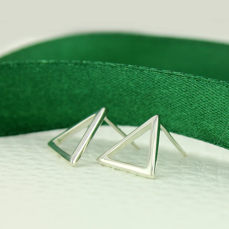 ROCKART Real 925 Sterling Silver Large Triangle Stud Earrings Hyperbole OL Style For Business Women Anniversary Present Popular | Украшения