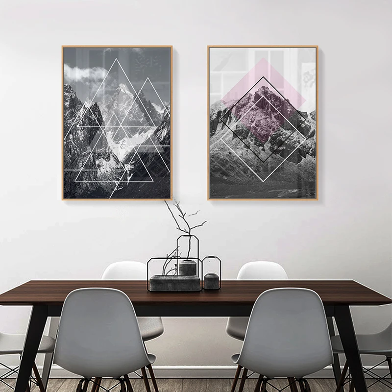 Nordic Geometric Mountain Paintings Modern Art Canvas Painting Posters And Prints Wall Pictures For Living Room Home Decoration | Дом и сад