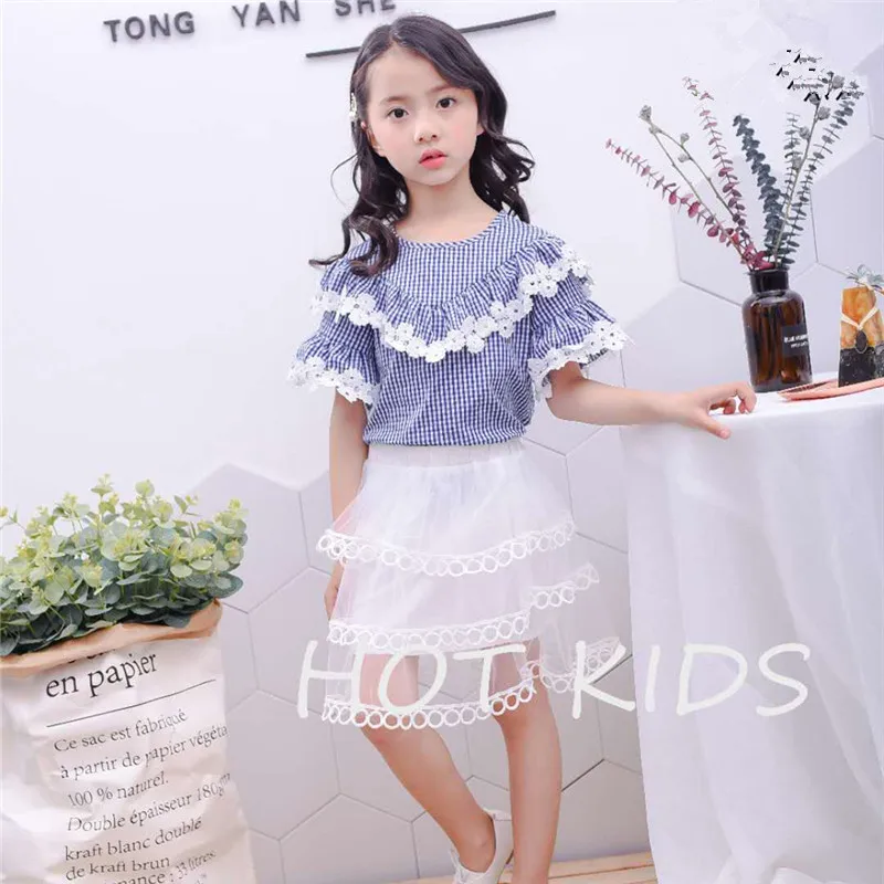 

T-shirts for Girls 2018 Fashion Brand Design Plaid Short-Sleeved T-Shirt Children Clothes Casual Tops Baby Girl T Shirts 2-7Y