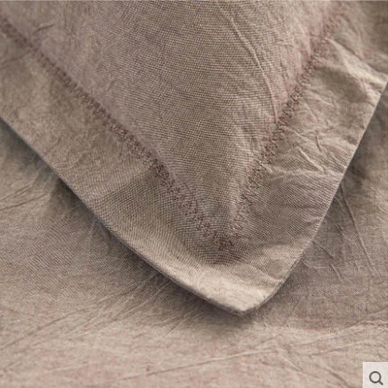 Jinpei Classic plain cotton sleeve yarn - dyed washed four piece set solid Embroidered bed textile | Дом и сад