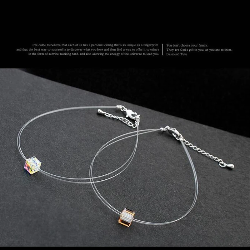 Новинка ожерелья-Чокеры на тонкой прозрачной цепочке без аллергии украшенные