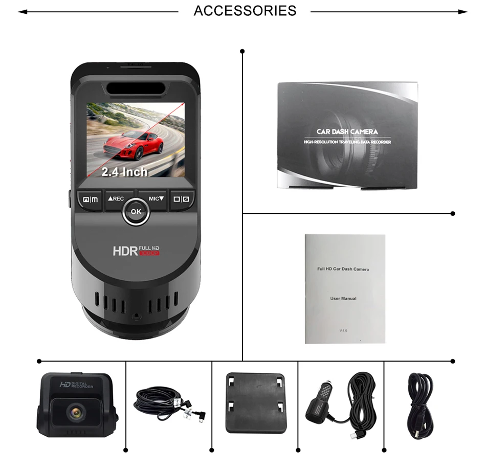 Автомобильный видеорегистратор с разрешением 4 K WDR wifi gps двойной объектив Dashcam