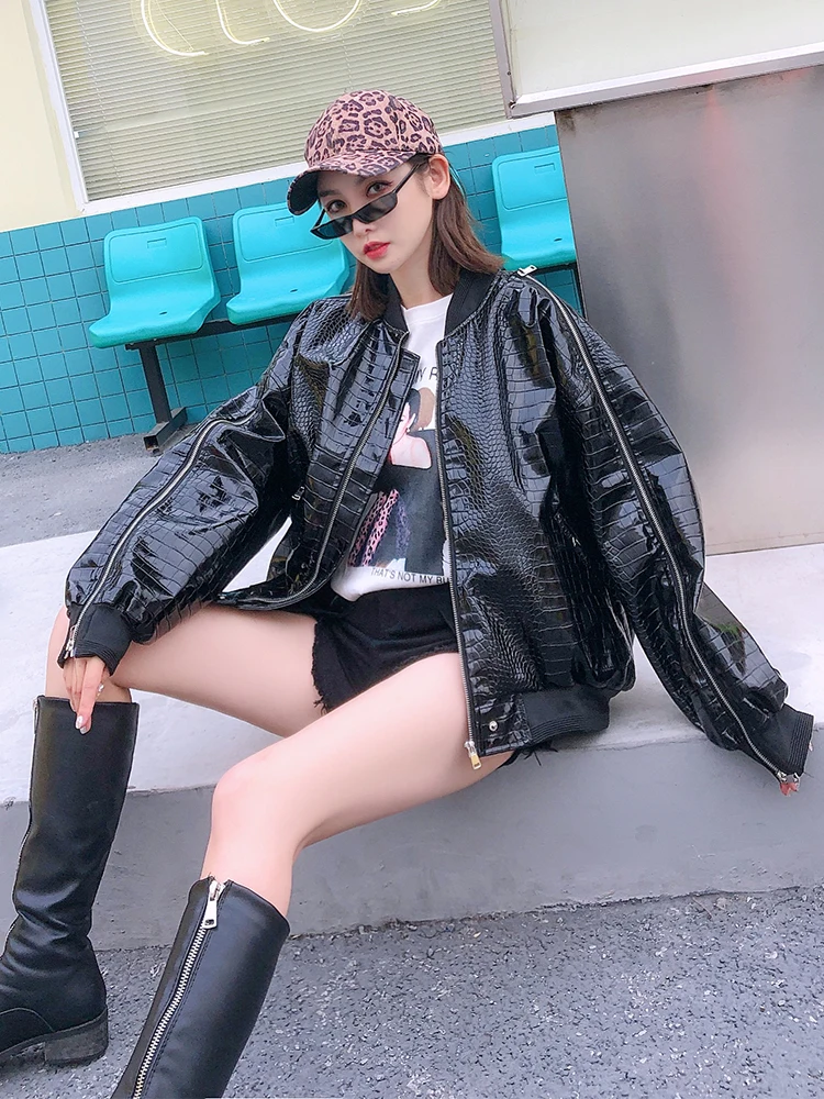 2019 весенние модные брендовые клетчатые кожаные куртки для женщин уличный стиль